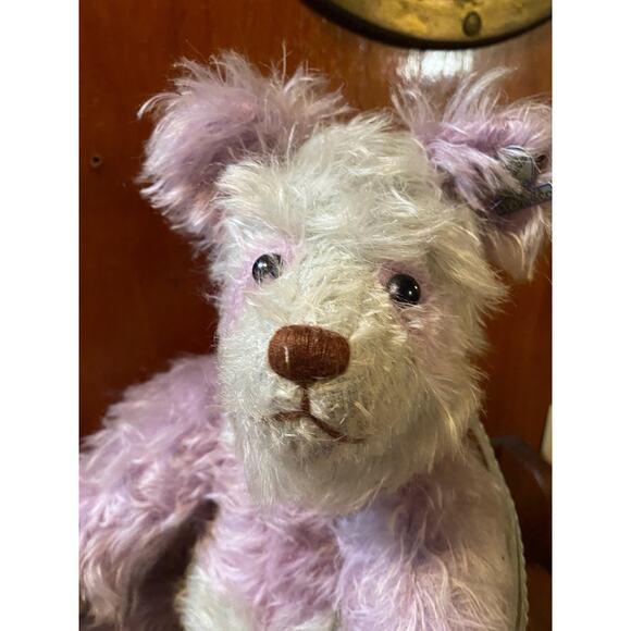 Annette Funicello Mohair Teddy Bear Panda Lila Pastel BluePurple Jointed 18" 90s - Picture 2 of 6